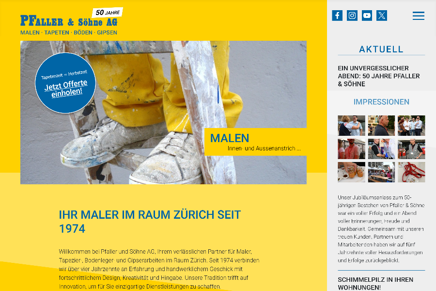 Screenshot der Website pfaller.ch